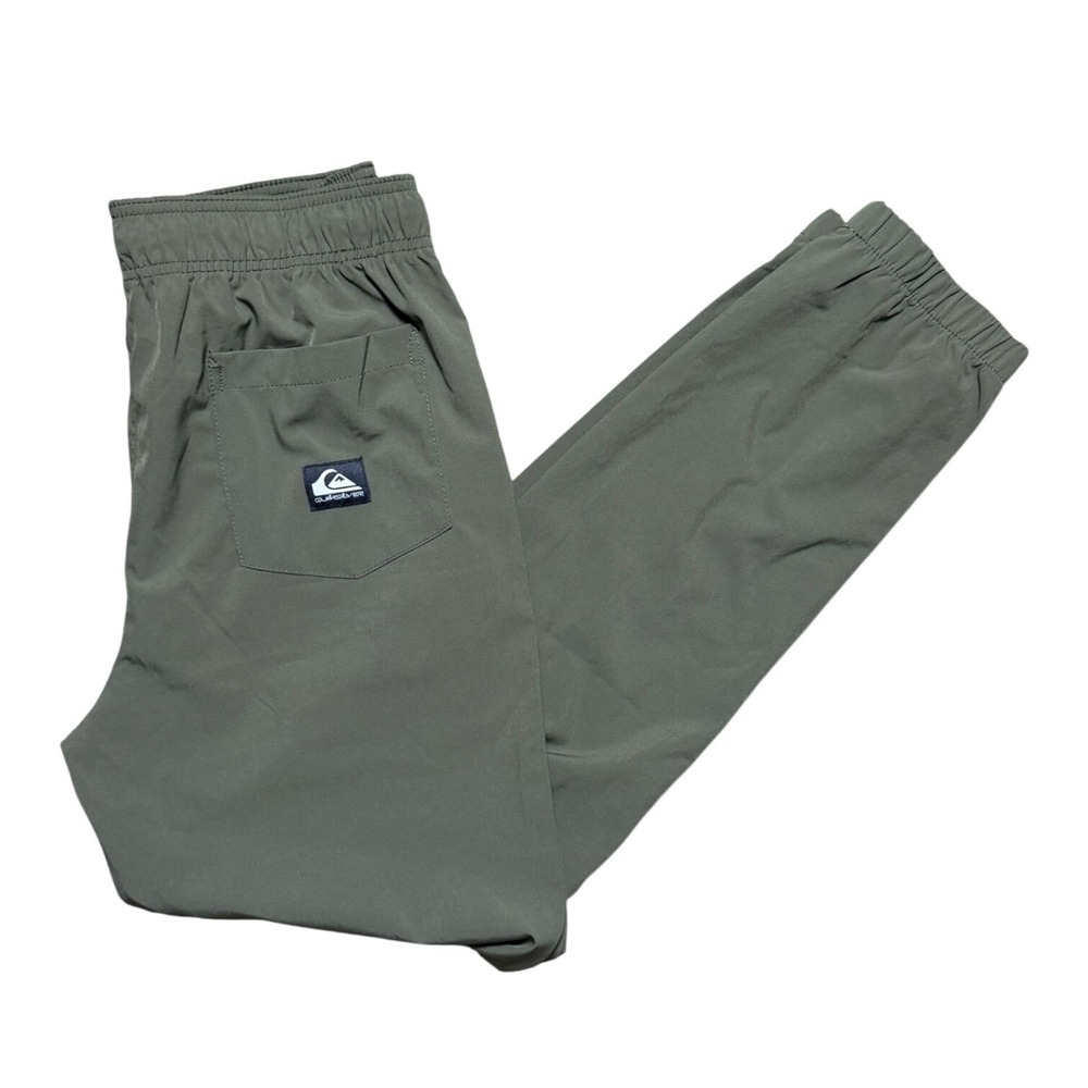 Quiksilver Joggers Mens XL Taxer Twill Pants Olive Green Elastic Waist Stretch